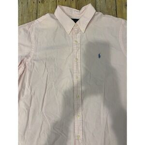 Polo Ralph Lauren Men Pink&White Seersucker Short Sleeve Button down XL preppy